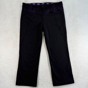 Lululemon Gather‎ and Crow Cropped Leggings Yoga Pants Purple Black Size 6